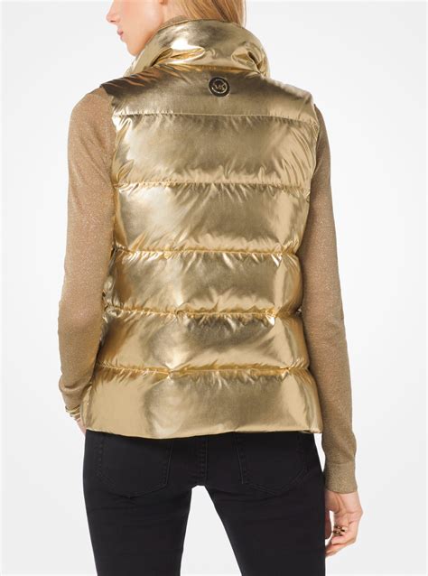 michael kors metallic quilted nylon vest|Michael Kors down vest women.